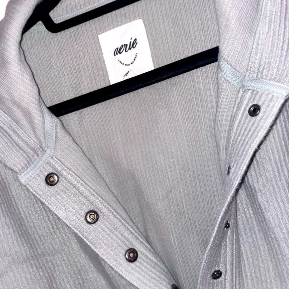 Aerie Gray Button-Up Oversized Hoodie Pullover LIKE NEW Size xxs - Picture 2 of 13